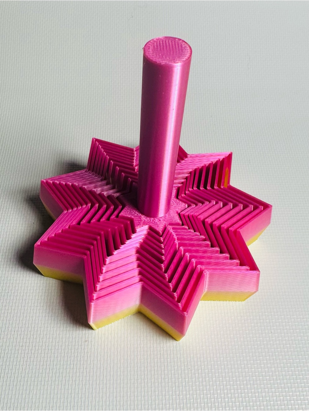 3d Printed Yellow and Pink Star Fidget Spinner